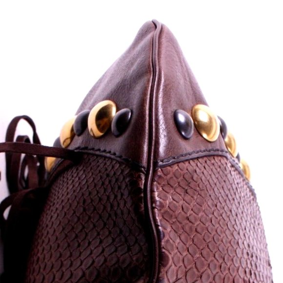 ***SOLD***EX-LARGE GUCCI BABOUSKA HOBO CROSSBODY (2 WAY) PYTHON LSTUDDED FRINGE - Picture 13 of 16